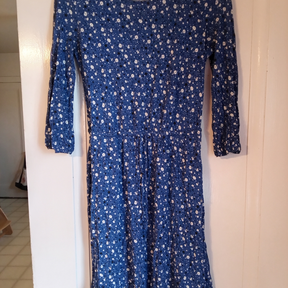 Boden Blue Floral Long Sleeve Dress